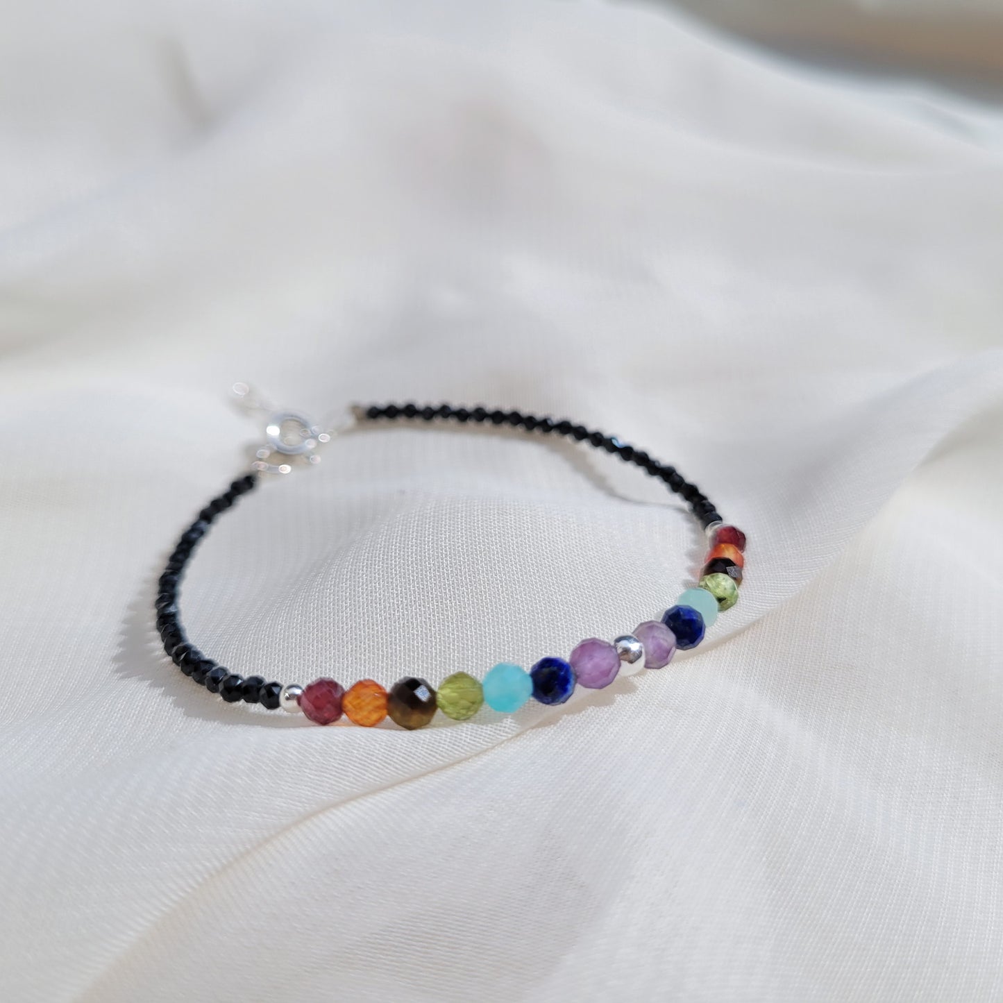 Pulsera 7 Chacras + Espinela Negra
