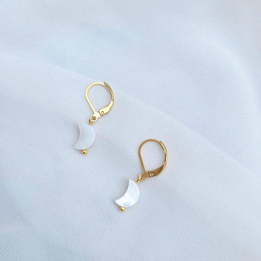 Aretes Acero Nacar Lunita