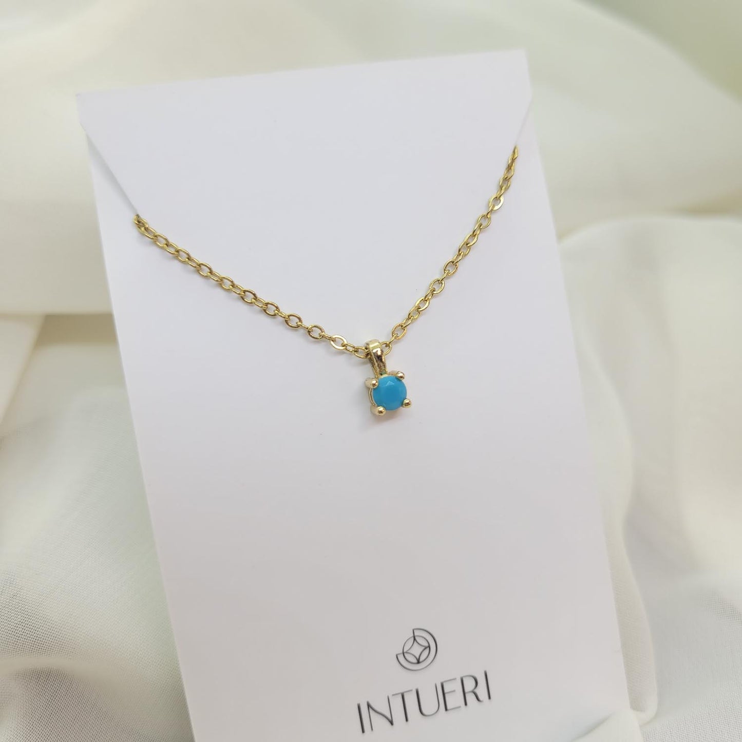 Collar Acero Puntito de Luz Celeste