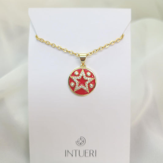 Collar Acero Estrella Rojo