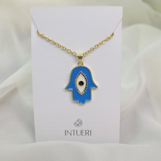 Collar Acero Mano Hamsa Ojo