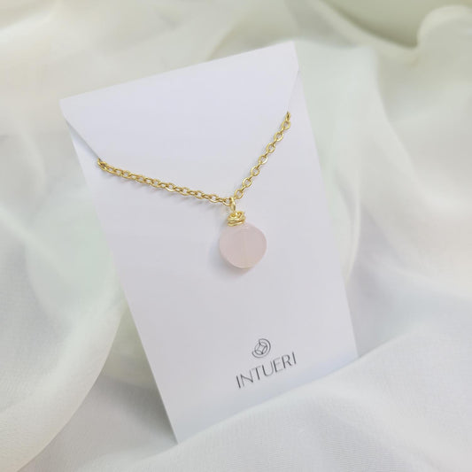 Collar Acero Mily Cuarzo Rosa