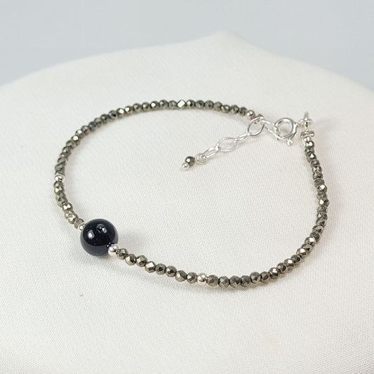 Pulsera Bolita Turmalina negra y pirita 2