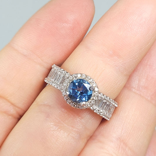 Anillo Topacio London Blue ley 925