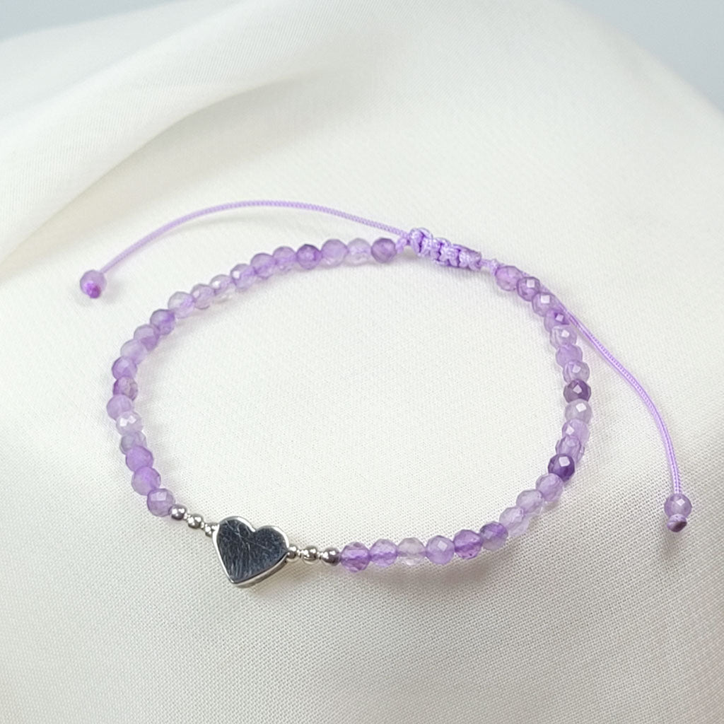 Pulsera Amatista Corazón plata