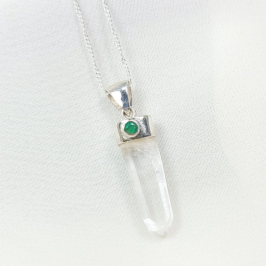 Collar Cuarzo Cristal y Onix Verde