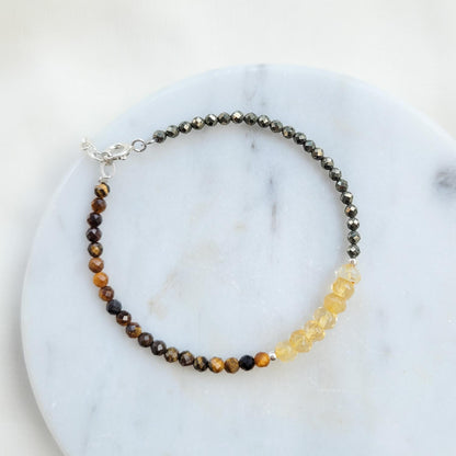 Pulsera Ale - Citrino, Pirita y Ojo de tigre