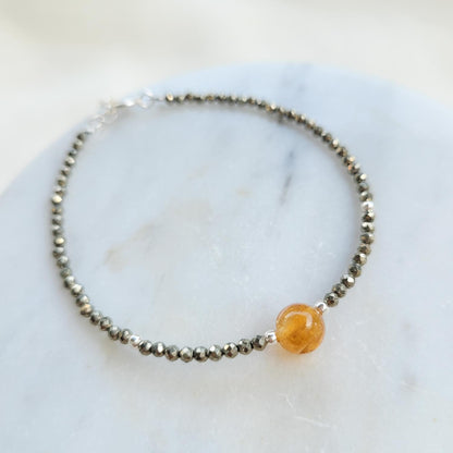 Pulsera Abundancia Citrino y Pirita