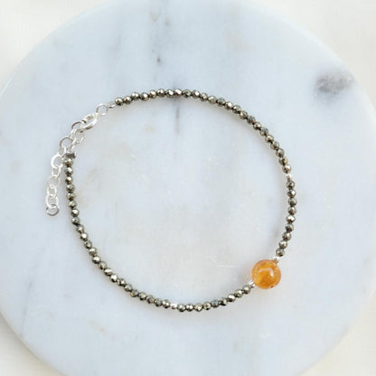 Pulsera Abundancia Citrino y Pirita