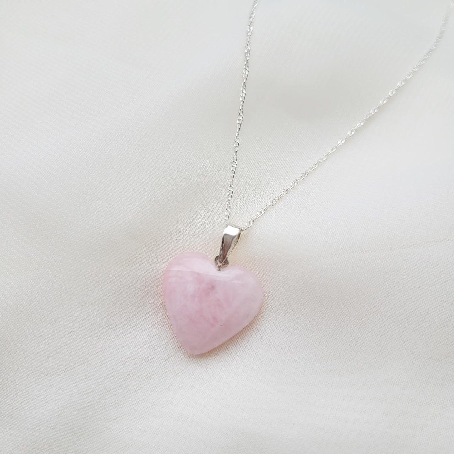 Collar Corazón Cuarzo Rosa 1.5cm