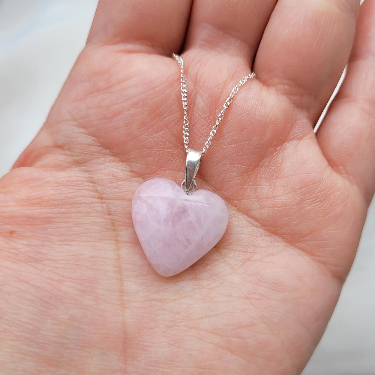 Collar Corazón Cuarzo Rosa 1.5cm