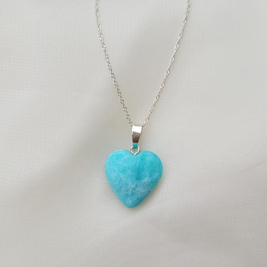 Collar Corazón Amazonita 2cm