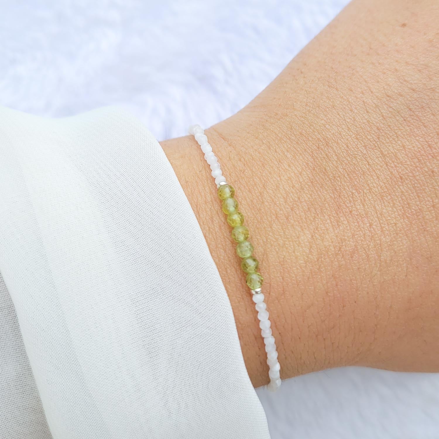 Pulsera Celia Peridoto y Piedra luna