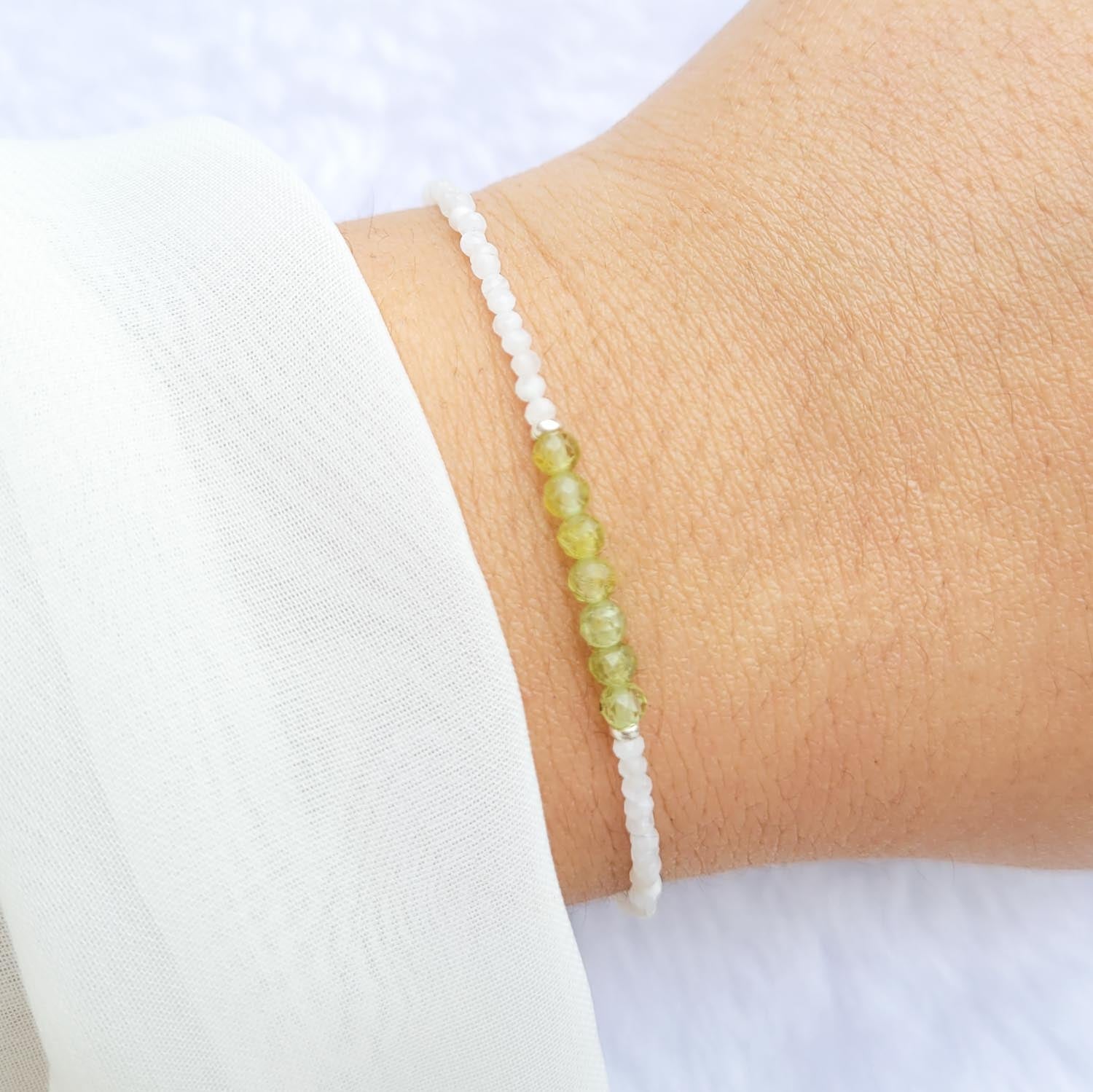 Pulsera Celia Peridoto y Piedra luna