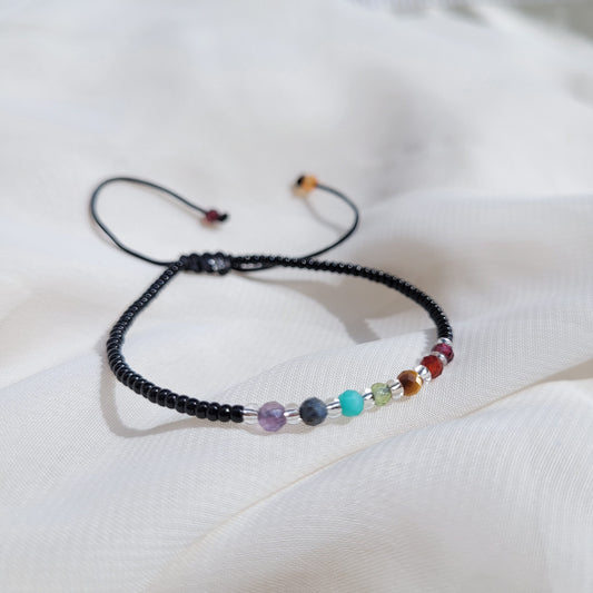 Pulsera 7 Chacras + Mostacillas