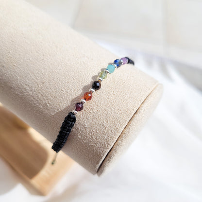 Pulsera 7 Chacras Tejida Negro