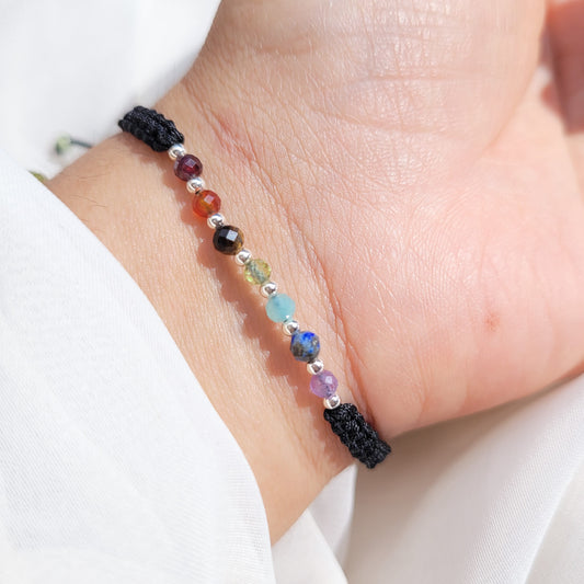 Pulsera 7 Chacras Tejida Negro