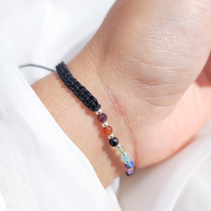 Pulsera 7 Chacras Tejida Negro