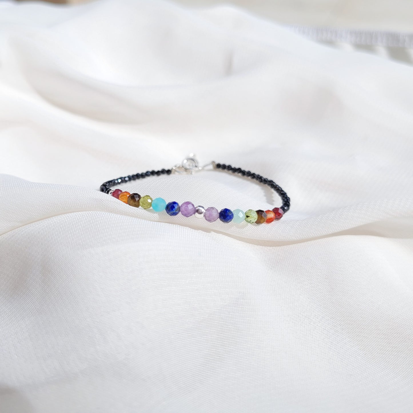 Pulsera 7 Chacras + Espinela Negra