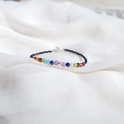 Pulsera 7 Chacras + Espinela Negra