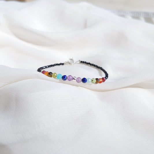 Pulsera 7 Chacras + Espinela Negra