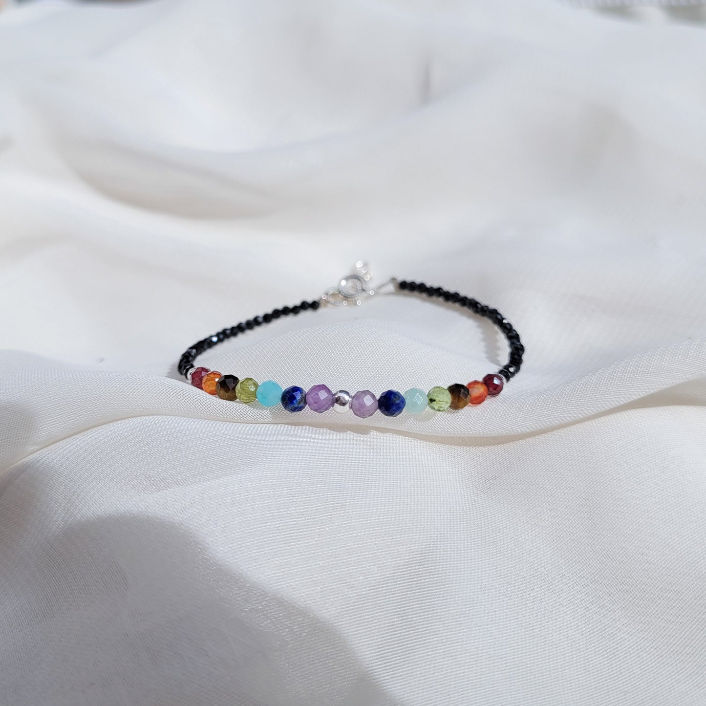 Pulsera 7 Chacras + Espinela Negra