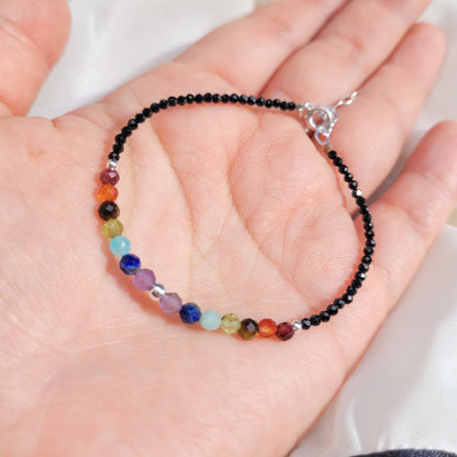 Pulsera 7 Chacras + Espinela Negra