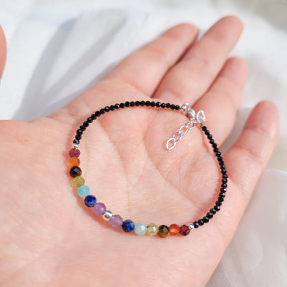 Pulsera 7 Chacras + Espinela Negra