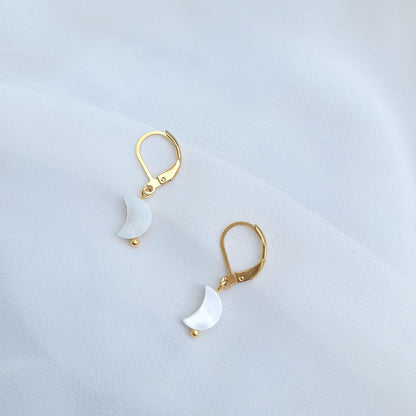Aretes Acero Nacar Lunita