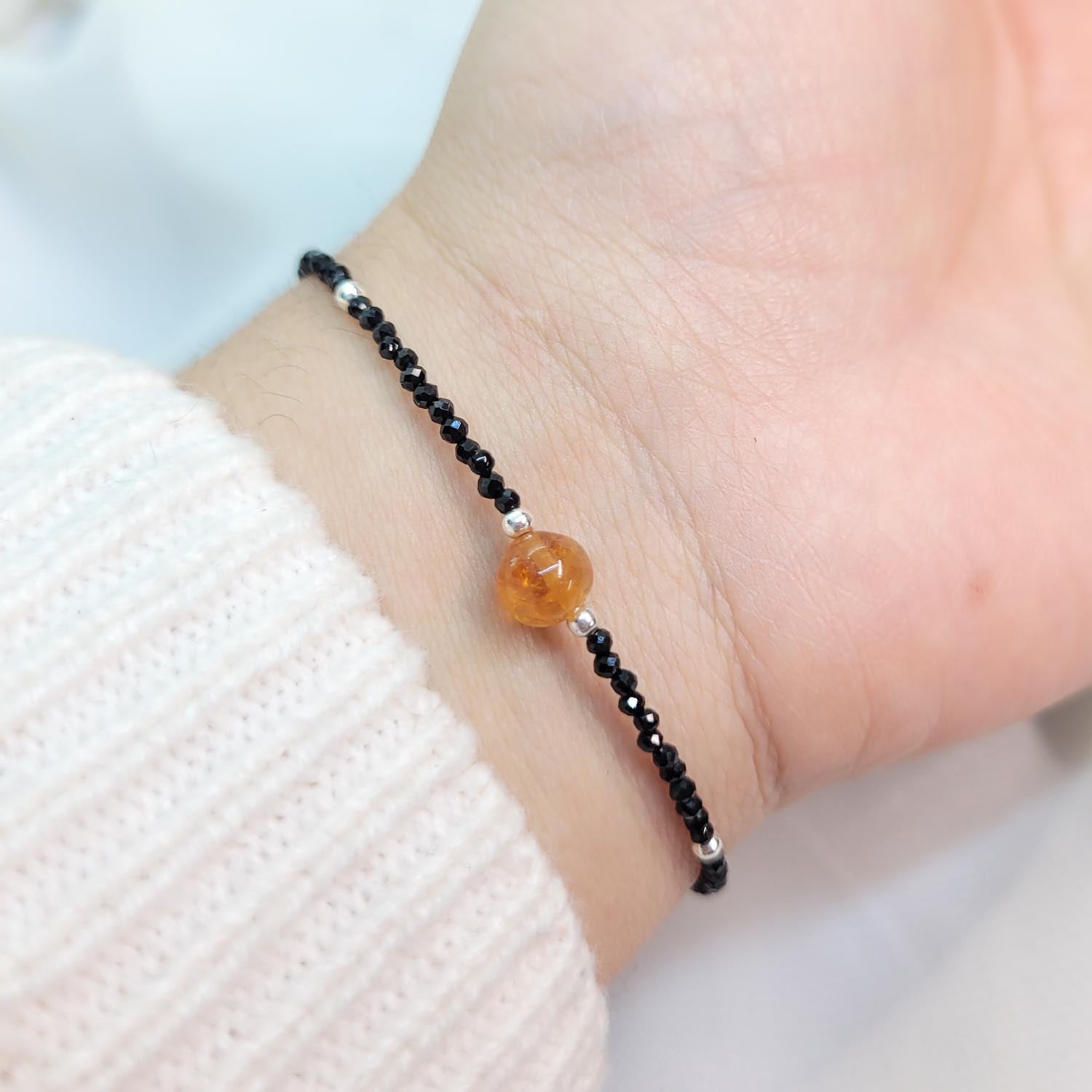 Pulsera Citrino + Espinela Negra