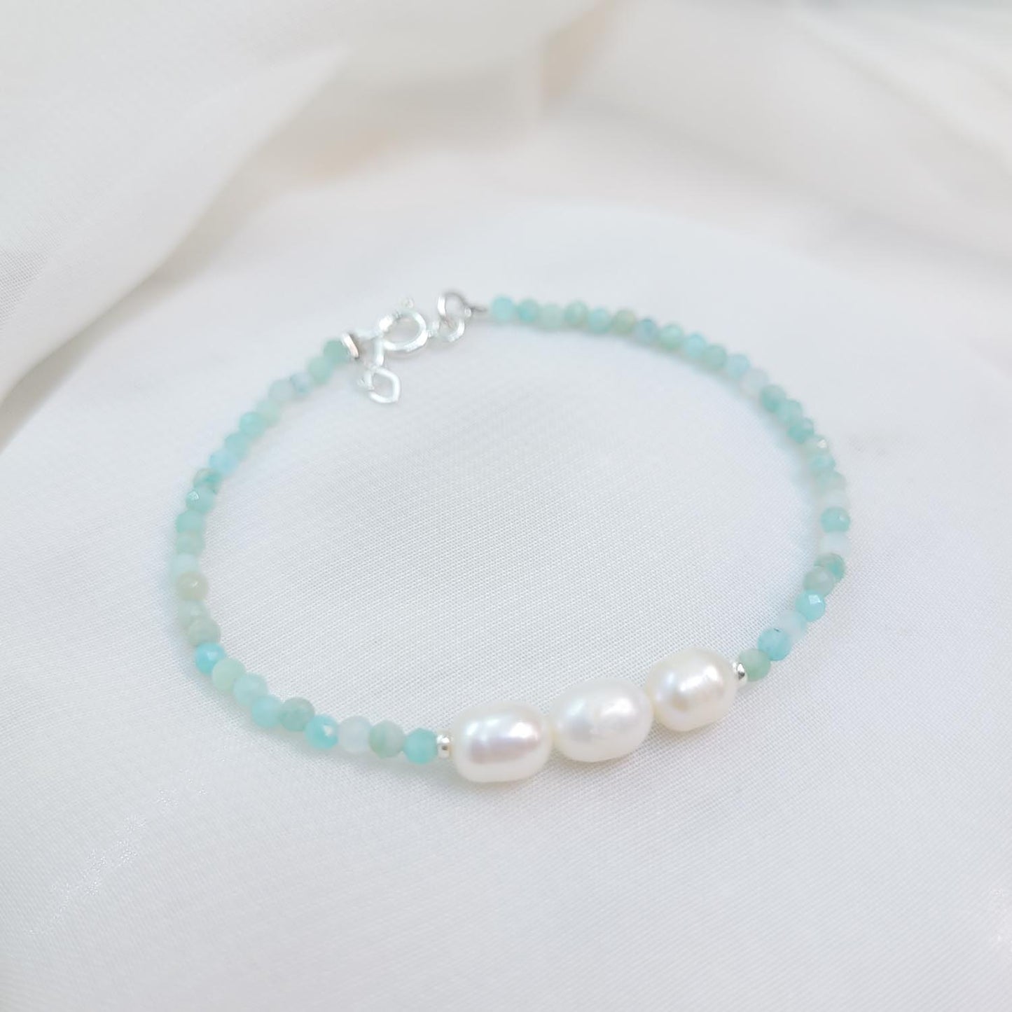 Pulsera Beny Perla y Amazonita