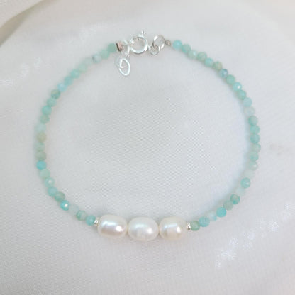 Pulsera Beny Perla y Amazonita