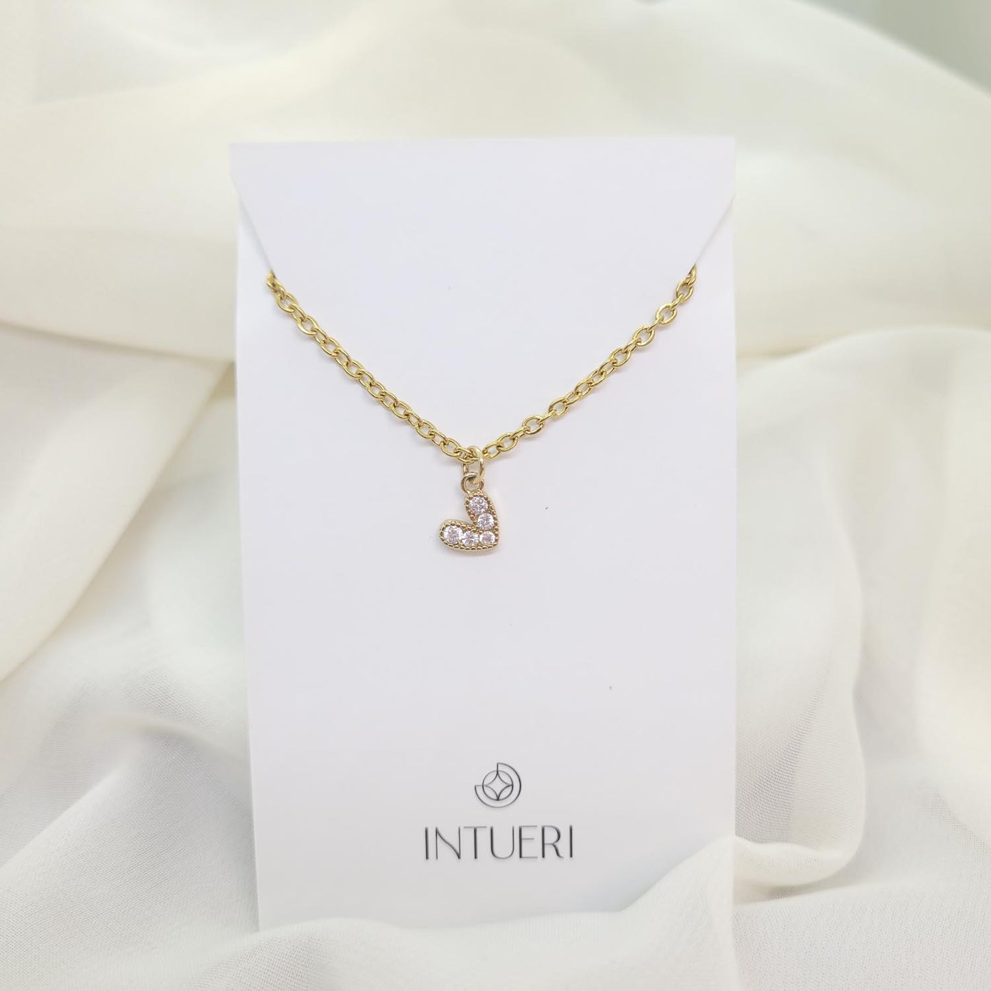 Collar Acero Mini Corazón Blanco