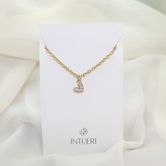 Collar Acero Mini Corazón Blanco
