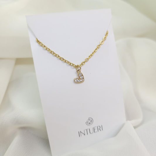 Collar Acero Mini Corazón Blanco