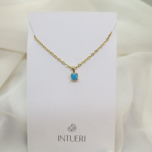 Collar Acero Puntito de Luz Celeste
