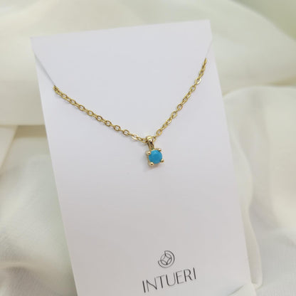 Collar Acero Puntito de Luz Celeste
