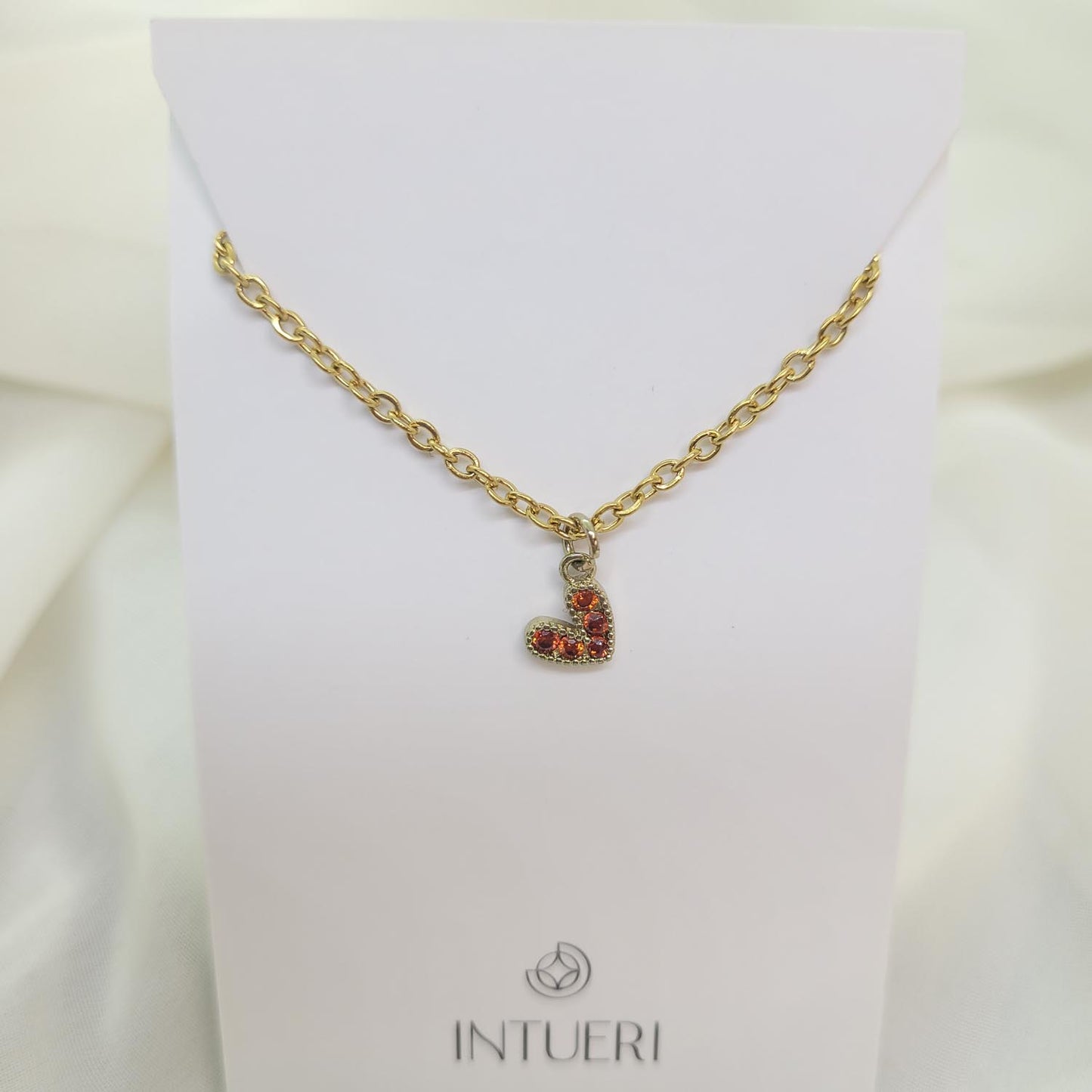 Collar Acero Mini Corazon rojo