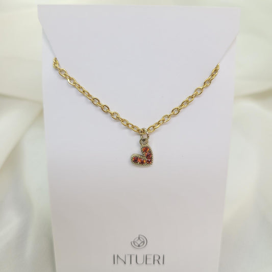 Collar Acero Mini Corazon rojo