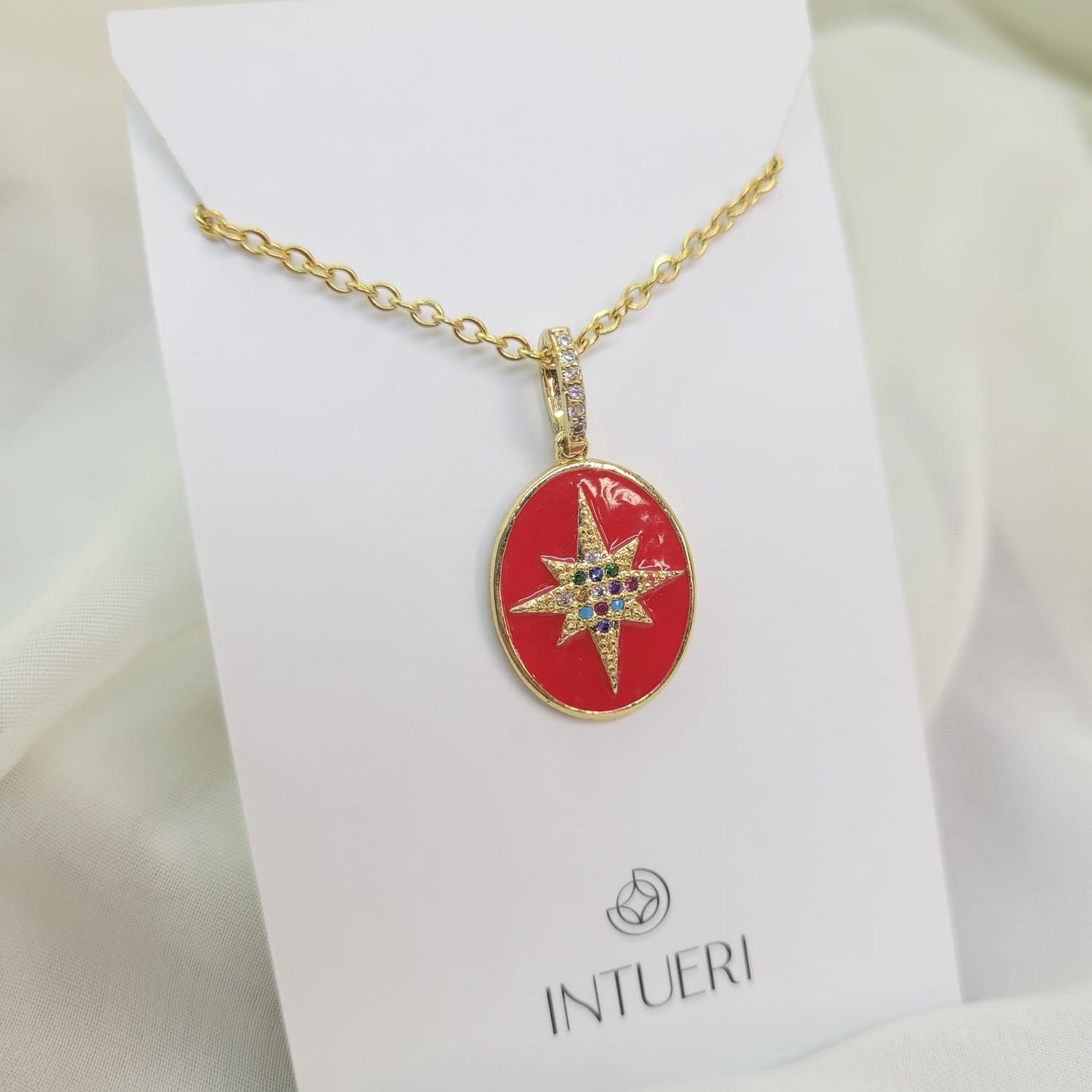 Collar Acero Estrella del Norte Rojo