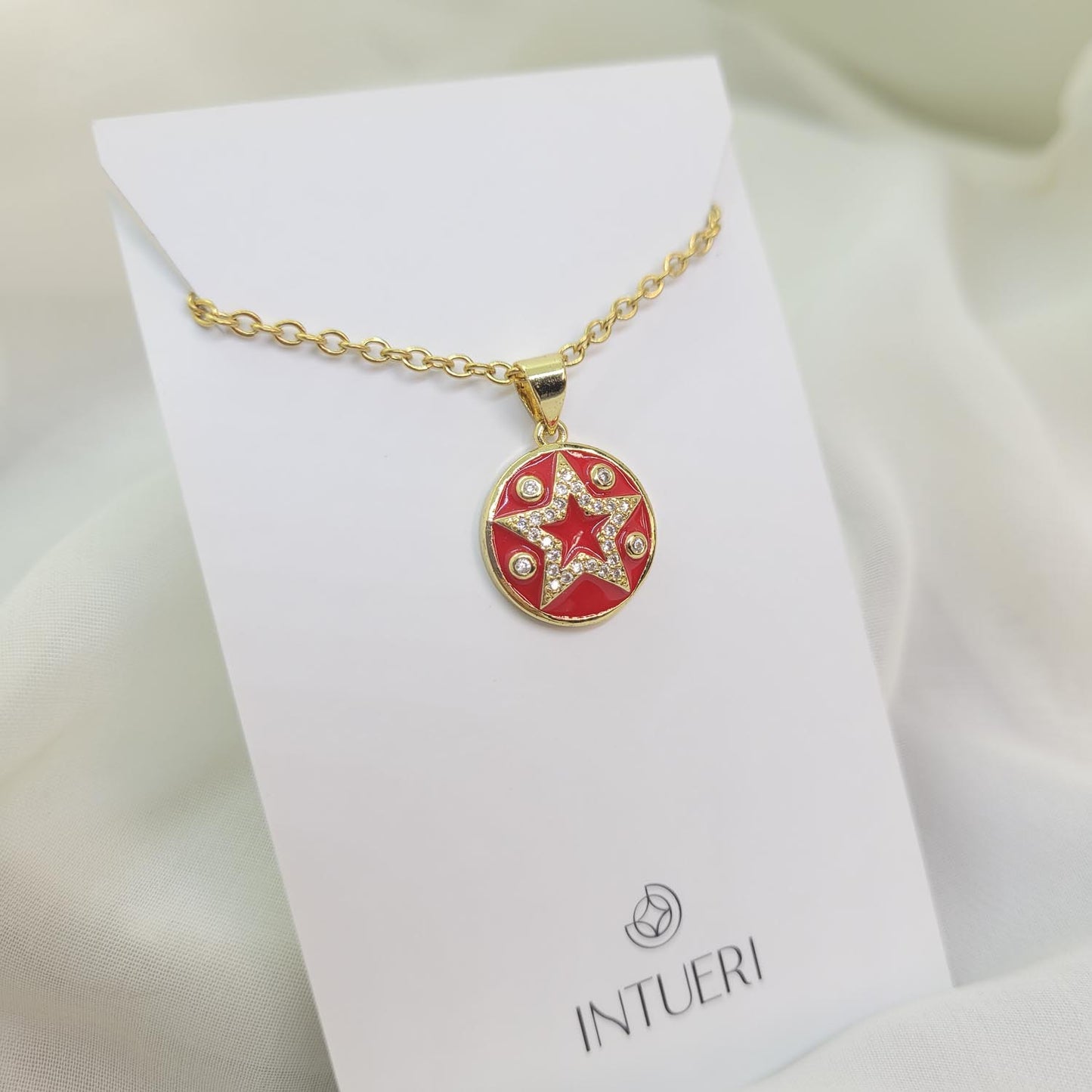 Collar Acero Estrella Rojo