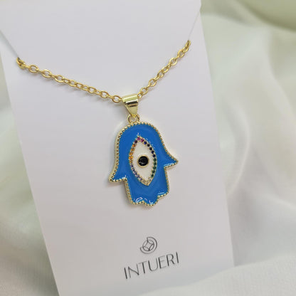 Collar Acero Mano Hamsa Ojo