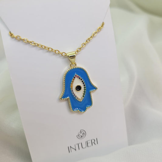 Collar Acero Mano Hamsa Ojo