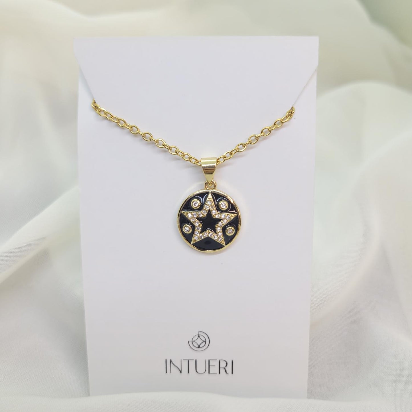 Collar Acero Estrella Negro