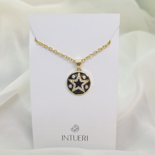 Collar Acero Estrella Negro