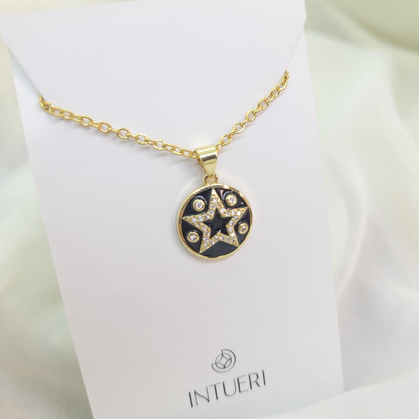 Collar Acero Estrella Negro