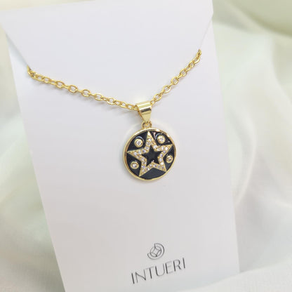 Collar Acero Estrella Negro