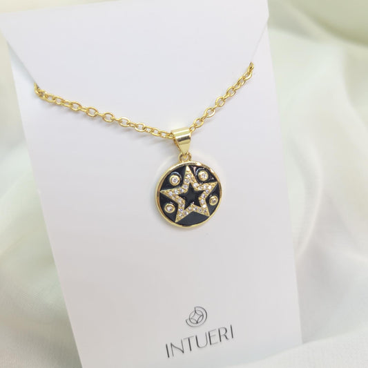 Collar Acero Estrella Negro