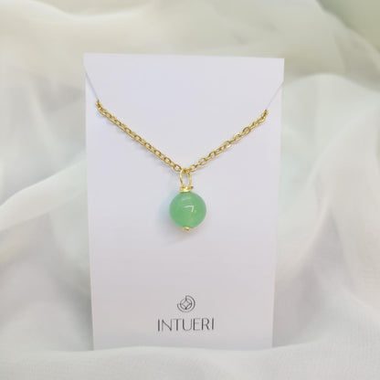 Collar Acero Esfera Aventurina Verde 10mm