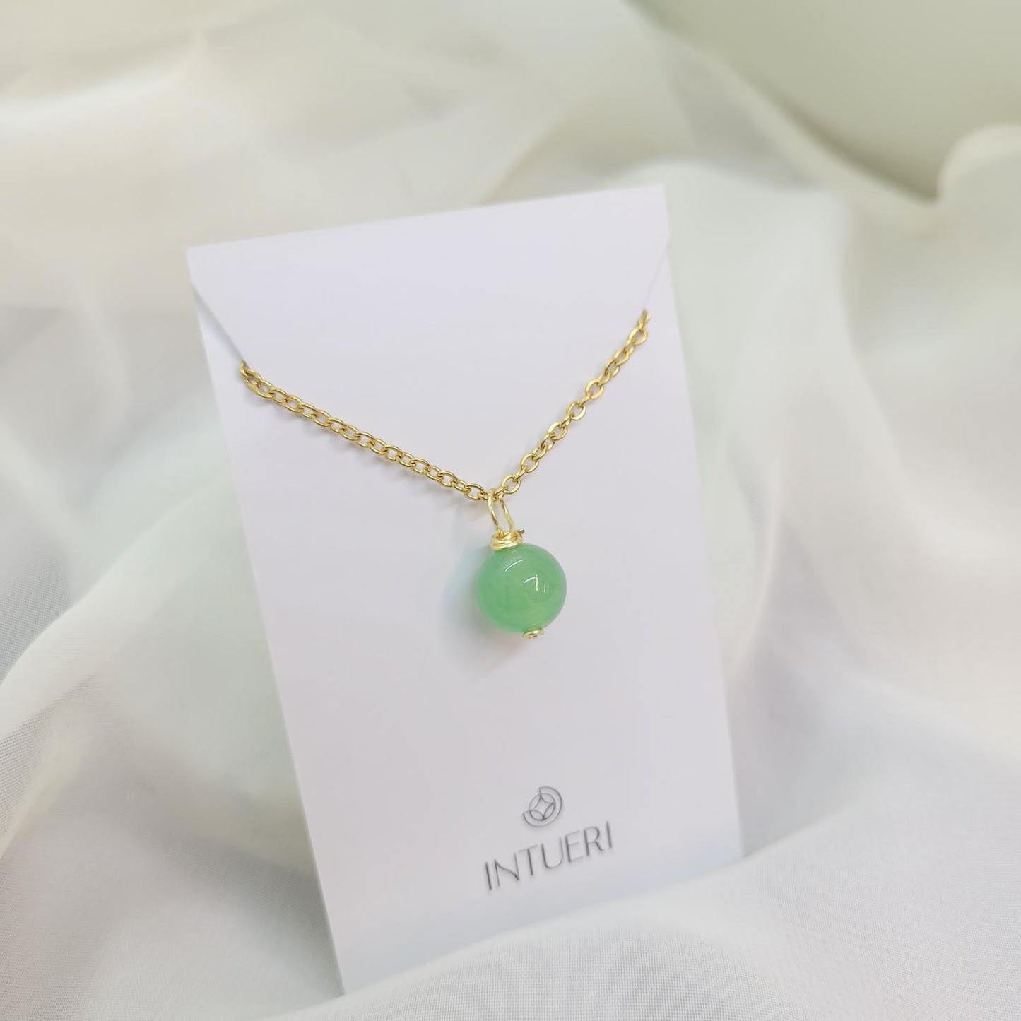 Collar Acero Esfera Aventurina Verde 10mm
